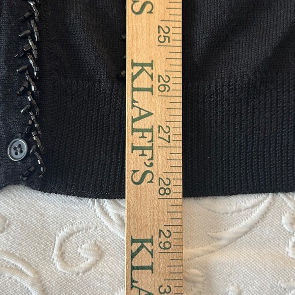 Vintage 90s C. Webb Co Black Beaded Leaf Cardigan Sweater Women's Size L Femme - Picture 5 of 11